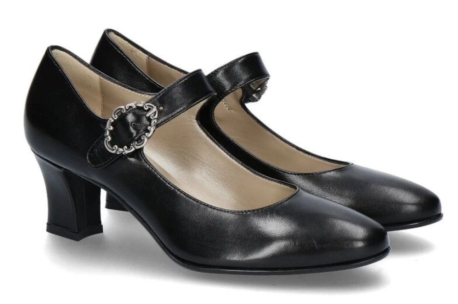 Damen dirndl + bua Dirndl Schuhe | Dirndl + Bua Spangenpumps Ziegennappa Schwarz (40U00Bd)