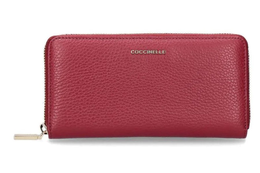 Damen Coccinelle Geldb?Rsen | Coccinelle Portemonnaie Metallic Soft - Garnet Red