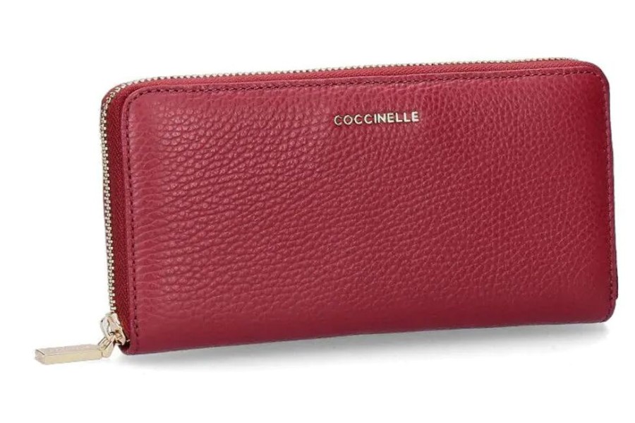 Damen Coccinelle Geldb?Rsen | Coccinelle Portemonnaie Metallic Soft - Garnet Red