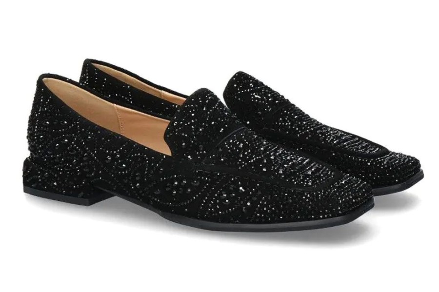 Damen Alma en pena Slipper | Alma En Pena Damen- Loafer Glitter Nero- Schwarz