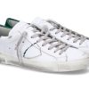 Herren Philippe Model Sneakers | Philippe Model Sneaker Low Man Broderie Blanc Vert