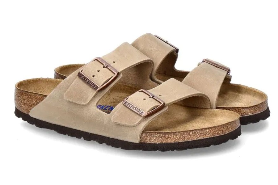 Herren Birkenstock Offene Schuhe | Birkenstock Pantolette Arizona Bs Normal Tabacco Brown