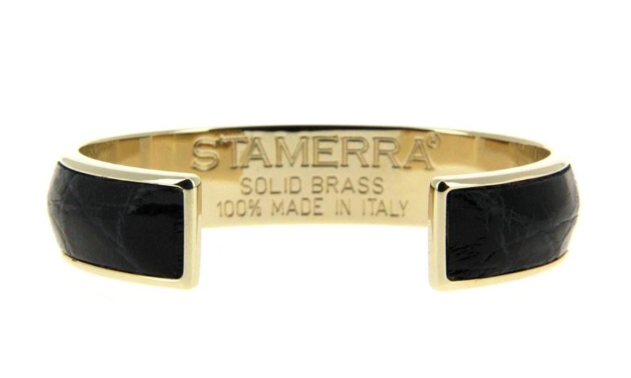 Damen Stamerra Schmuck | Stamerra Armband Vero Genuine Croco Medon Gold Nero