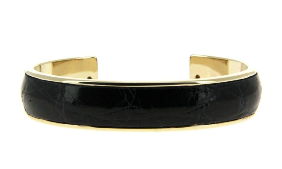 Damen Stamerra Schmuck | Stamerra Armband Vero Genuine Croco Medon Gold Nero