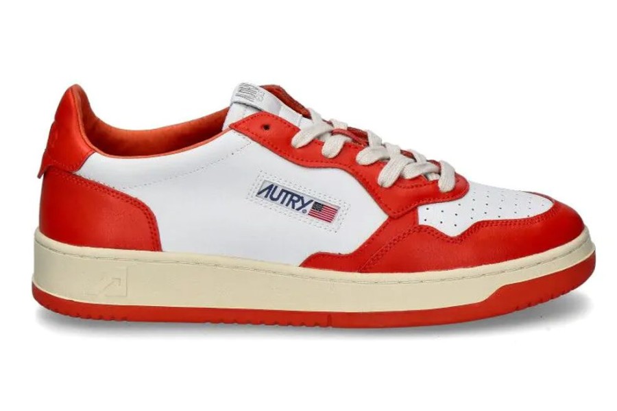 Herren Autry Sneakers | Autry Herren-Sneaker Wb21 Leather- White/Orange