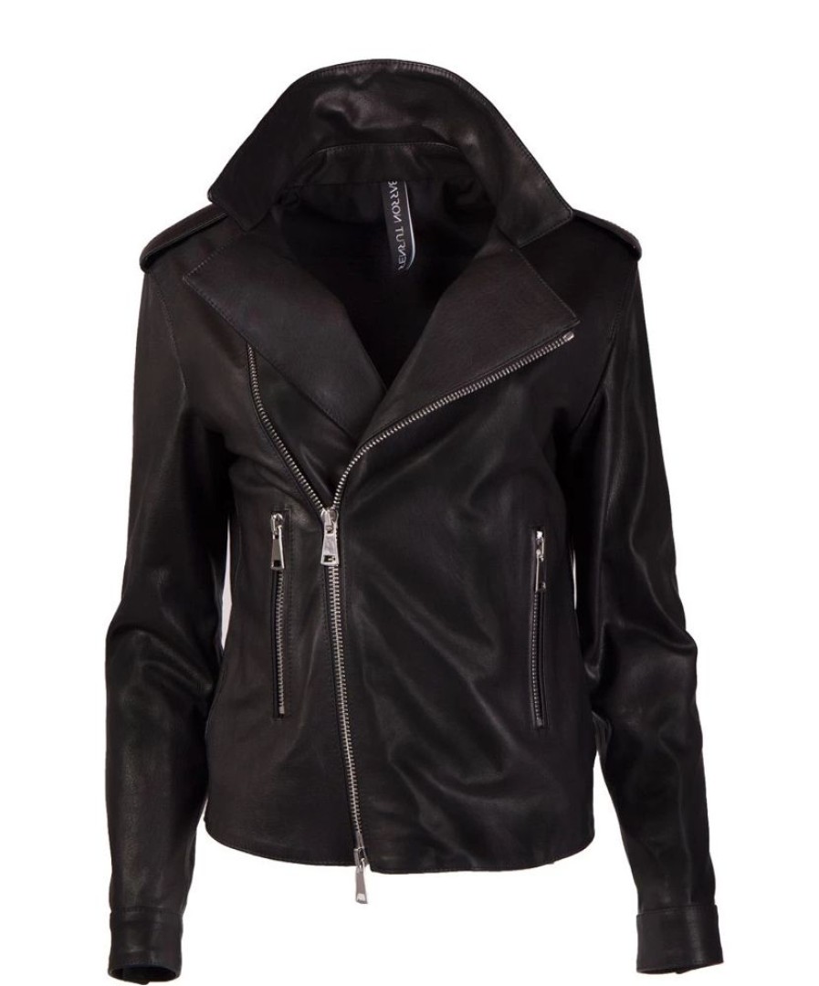 Damen Barron Turner Jacken | Barron Turner Bikerjacke Boney Classic Nero Lavato