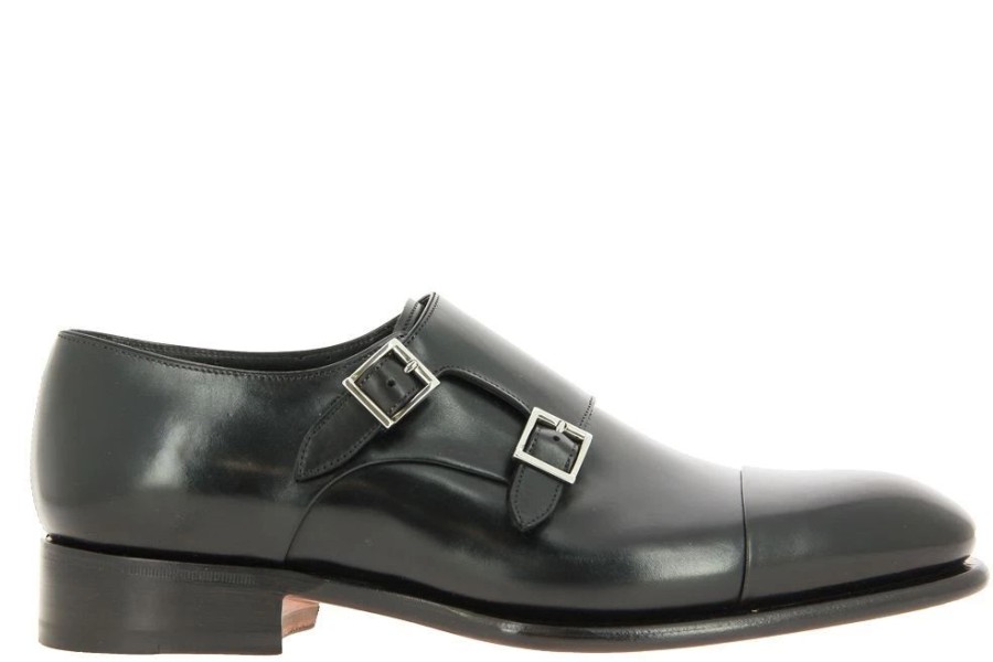 Herren Santoni Schnurer | Santoni Monk Leather Black