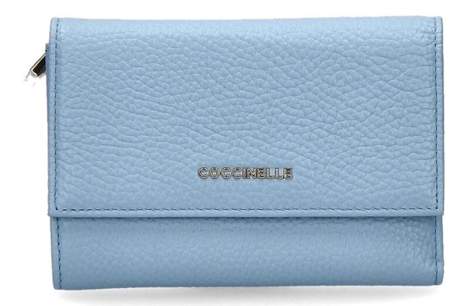 Damen Coccinelle Geldb?Rsen | Coccinelle Portemonnaie Metallic Soft Aquarelle Blue