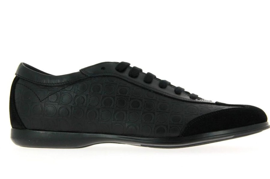 Herren Salvatore Ferragamo Sneakers | Salvatore Ferragamo Sneaker - Falkland Nero Suede Calf (39)