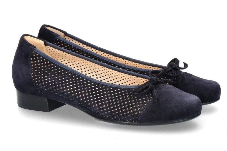 Damen Hassia Ballerinas | Hassia Ballerina Bologna G-Weite Samtziege Blue (39)