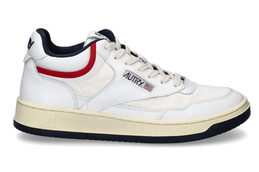 Herren Autry Sneakers | Autry Mid Cut Sneaker Open Mid White Blue Red Ce15