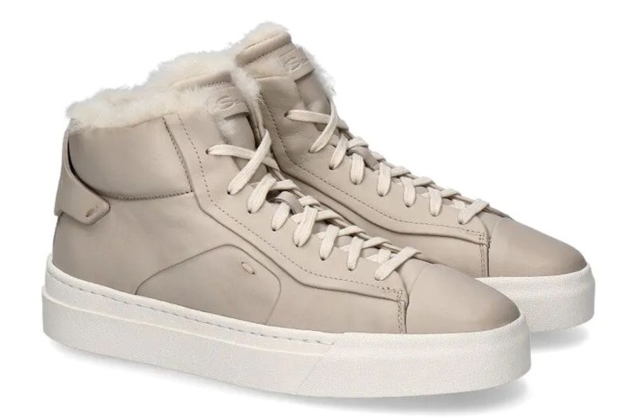 Damen Santoni Warmfutter | Santoni Damen- Mid- Cut Sneaker Gefu00Fcttert Nappa Beige