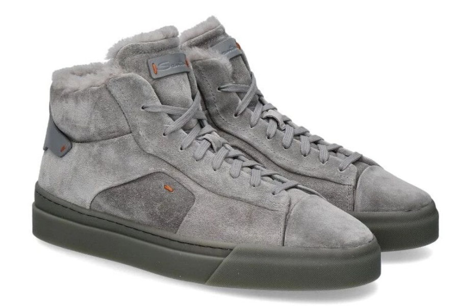 Damen Santoni Sneaker | Santoni Sneaker High Gefu00Fcttert Grigio Camoscio