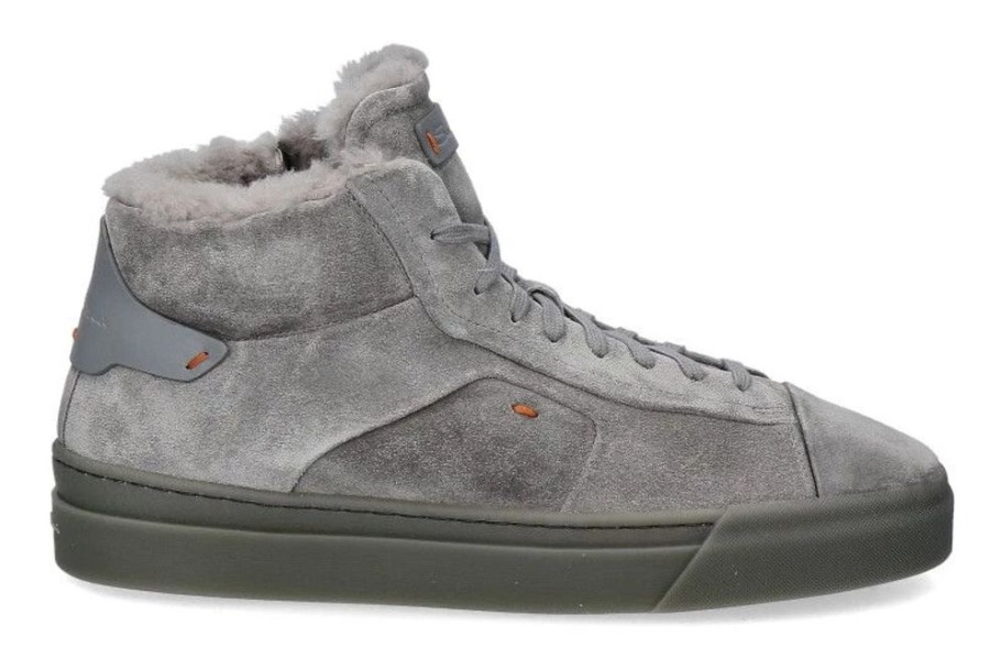 Damen Santoni Sneaker | Santoni Sneaker High Gefu00Fcttert Grigio Camoscio